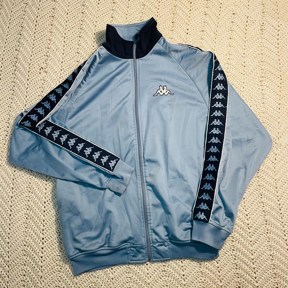 Kappa Blue Lightweight Shirt Jacket with Retro Stripe Design